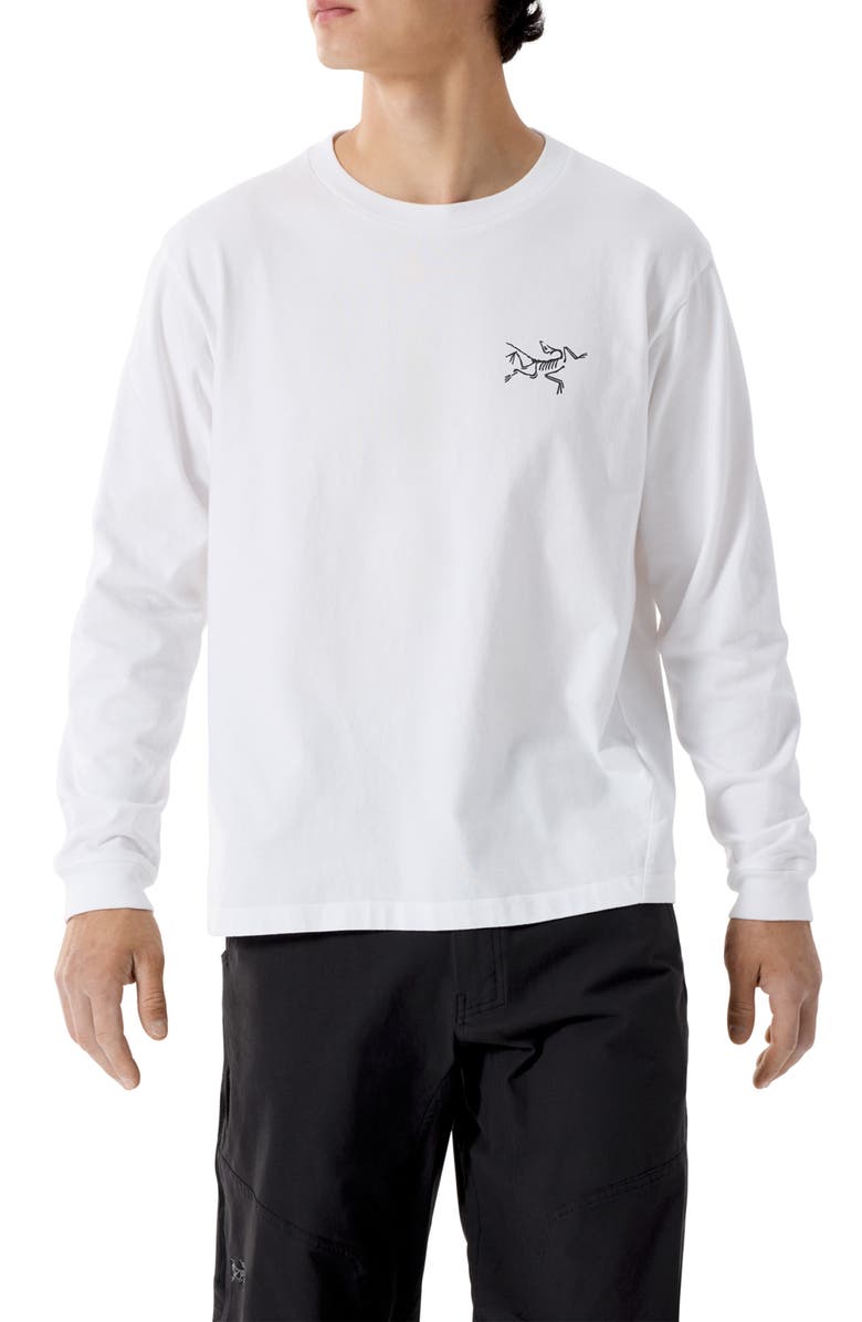 Arc'teryx Kragg Long Sleeve Cotton Graphic T-Shirt, Main, color, White Light/ Black