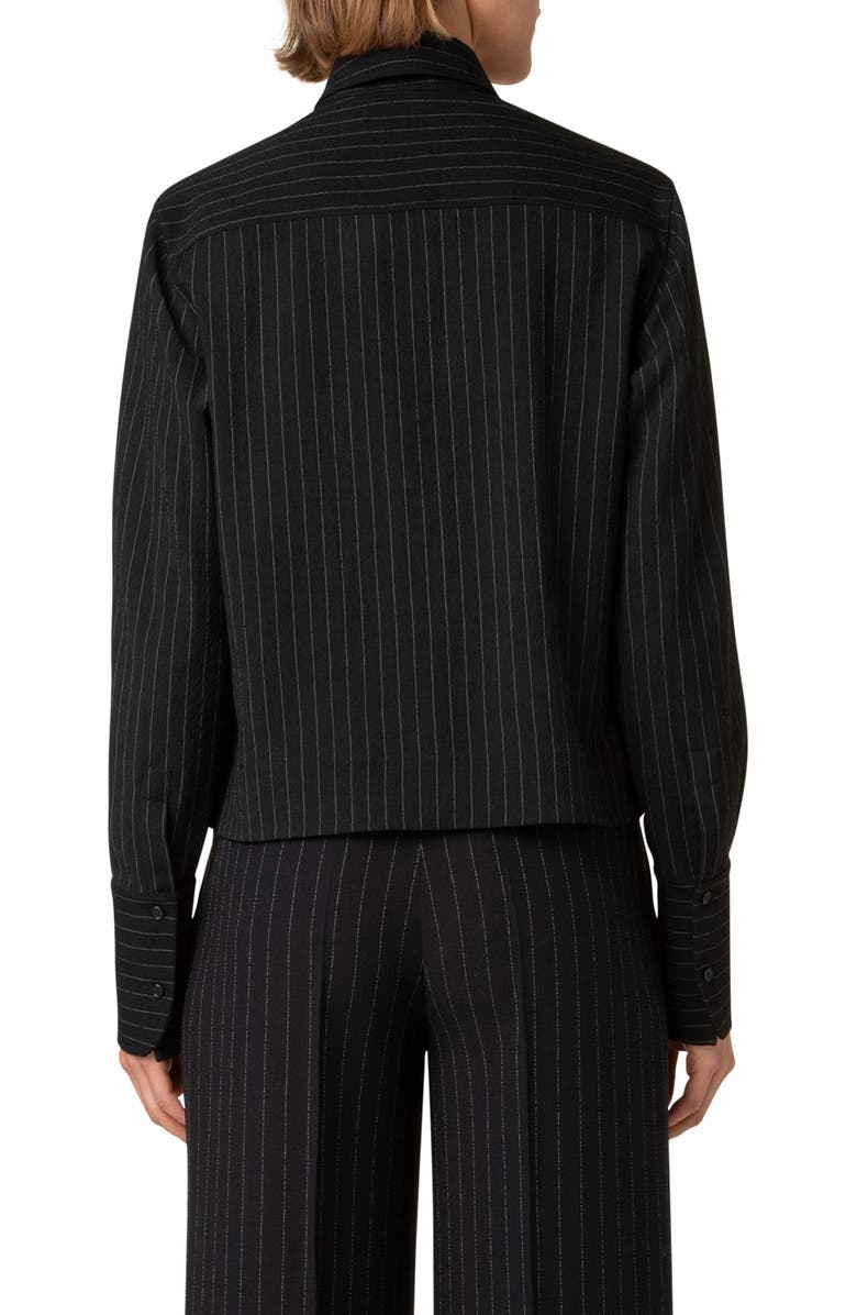 Akris punto Pinstripe Crepe Crop Button-Down Shirt, Alternate, color,