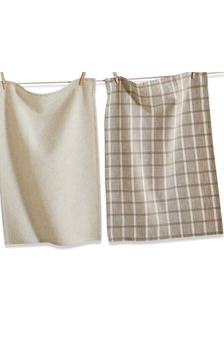 tag Set of 4 Canyon Woven Beige Cotton Kitchen Dishtowels, Alternate, color, White
