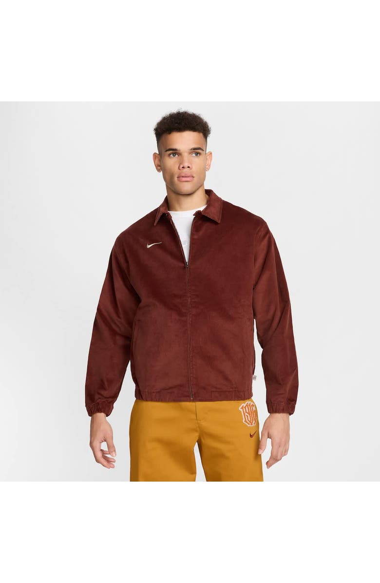 Nike Men's Nike Brown Club America CA x CA Harrington Fleece Full-Zip Corduroy Jacket, Main, color, 