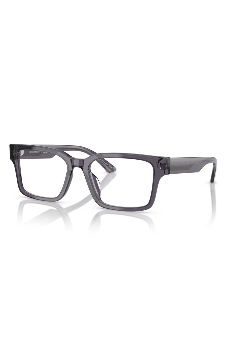 Emporio Armani 54mm Rectangle Optical Glasses, Alternate, color, Transparent Grey / Demo Lens