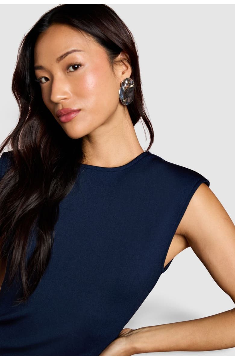 Coast Bandage Knit Fringed Hem Midi Dress, Alternate, color, Navy