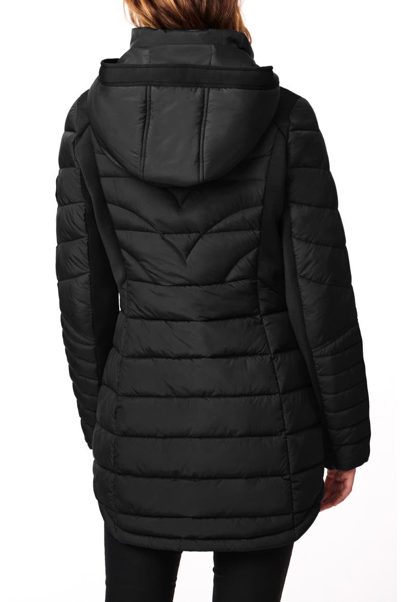 Packable EcoPlume™ Hooded Walker Coat, Alternate, color, BLACK