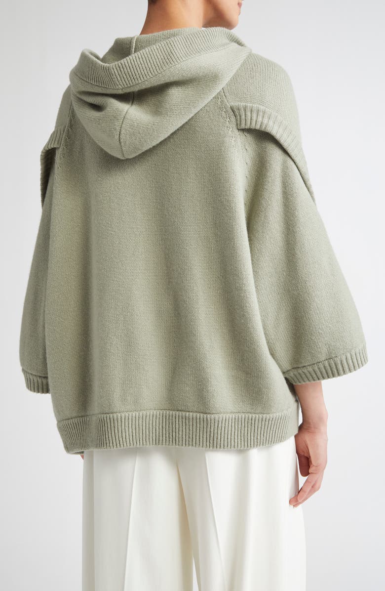 Max Mara Vals Wool & Cashmere Hooded Cardigan, Alternate, color, Sage Green