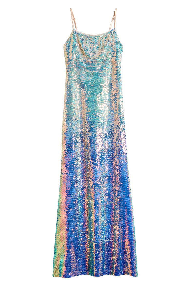 Kids' Ombré Sequin Maxi Party Dress, Main, color, IVORY AQUA