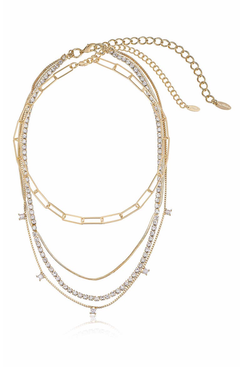 Set of 4 Crystal & Chain Link Necklaces, Alternate, color, GOLD