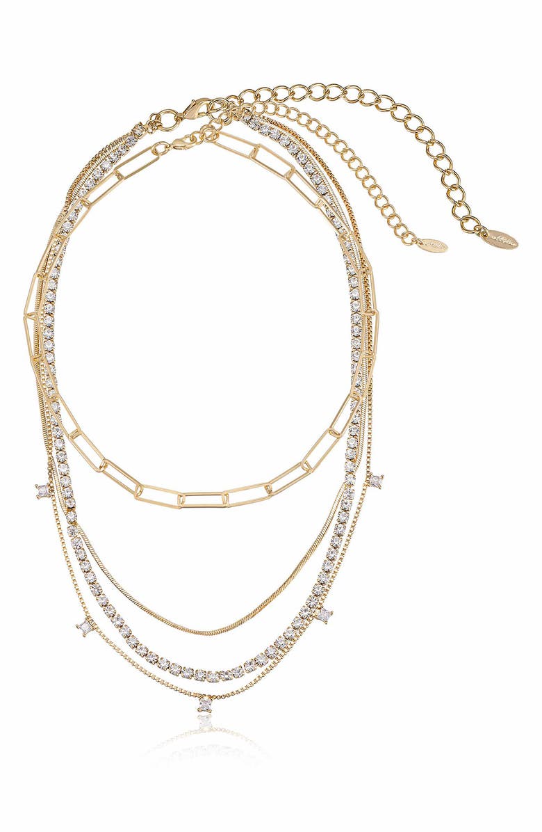 Ettika Set of 4 Crystal & Chain Link Necklaces, Alternate, color,