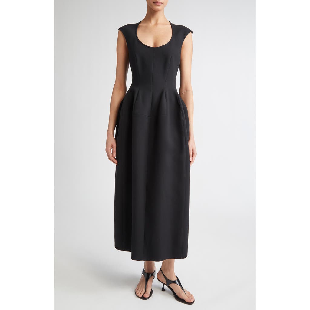 Fforme Leah Molded Bonded Crepe Dress In Black