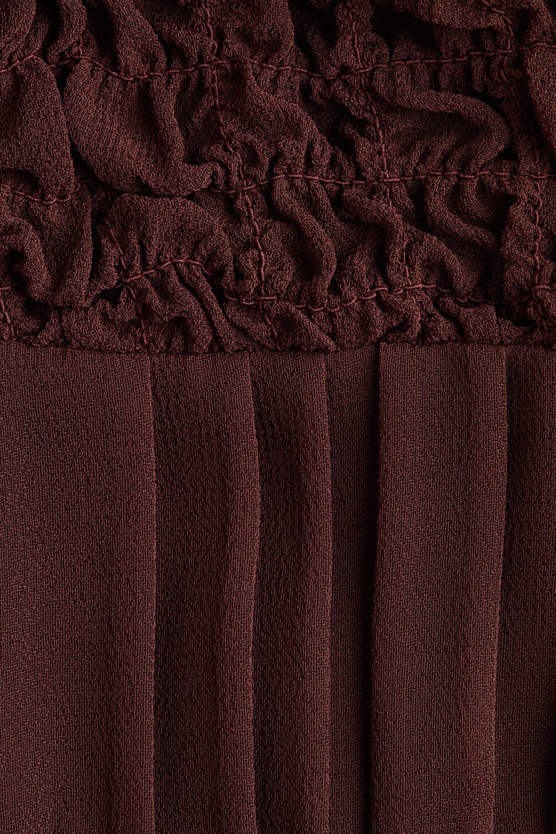Ruched Chiffon Strappy Top, Alternate, color, Dark brown