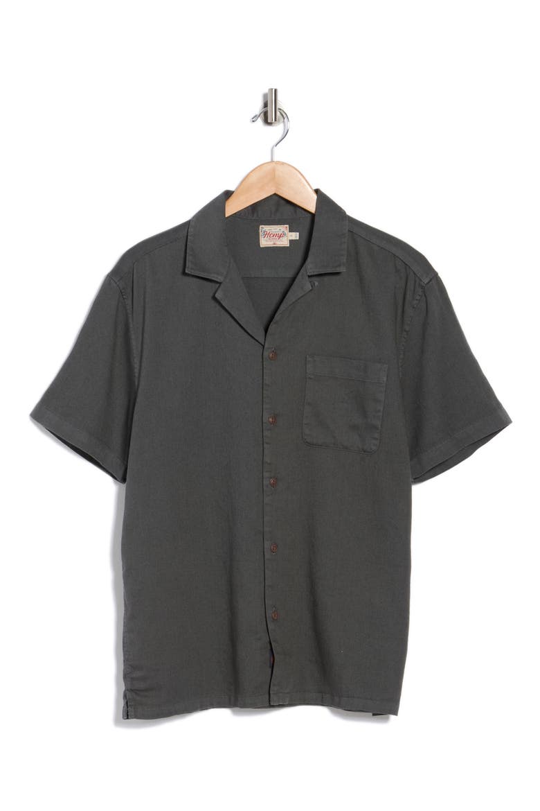 Hemp Blend & Organic Cotton Camp Shirt, Alternate, color, WASHED CHARCOAL