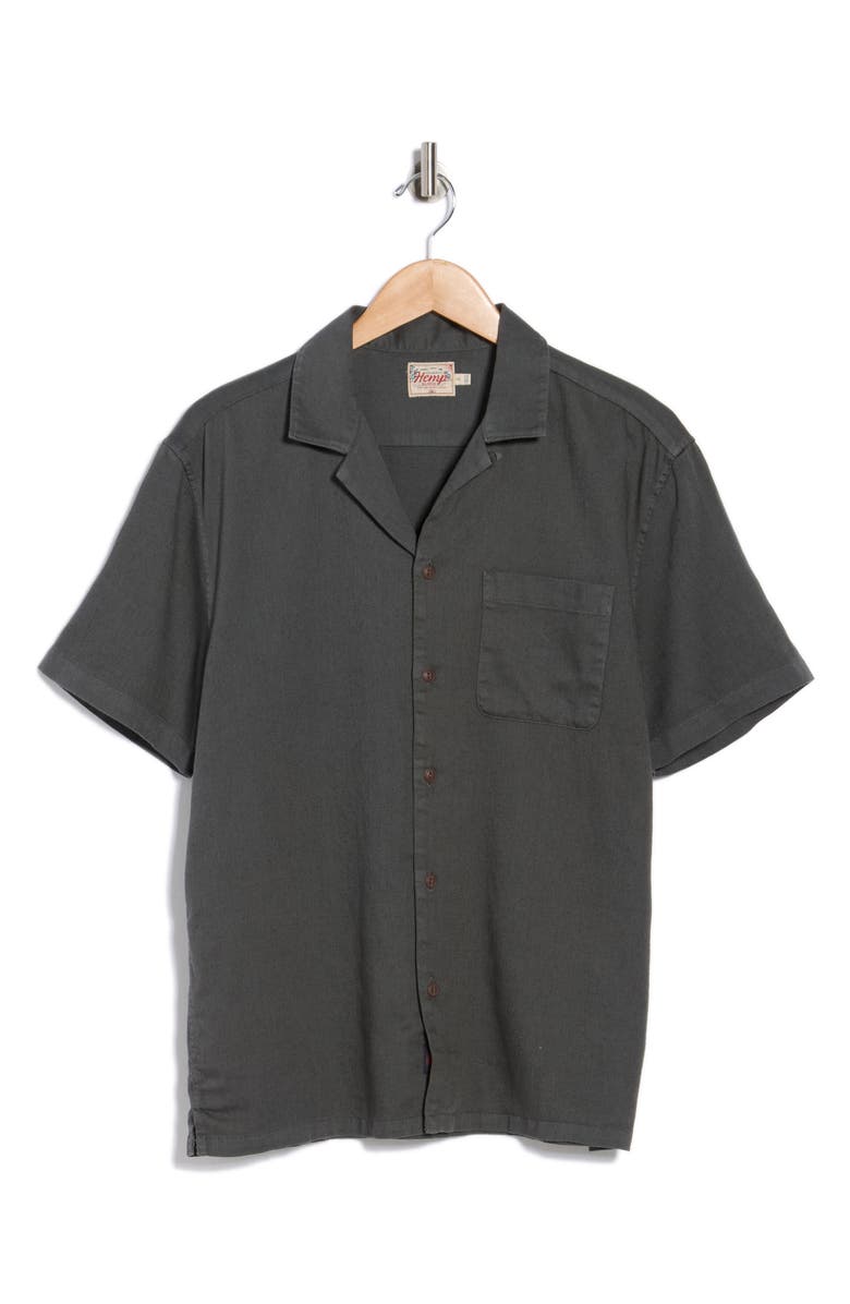 Faherty Hemp Blend & Organic Cotton Camp Shirt, Alternate, color, Washed Charcoal