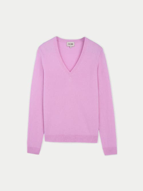 Gobi Mongolian Cashmere Cashmere V-neck Sweater In Pink Frosting