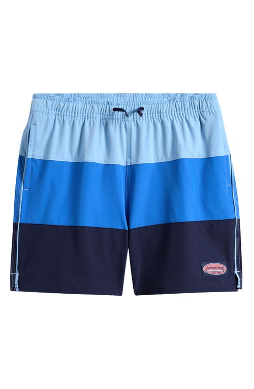 Vineyard Vines Kids' Chappy Colorblock Swim Trunks In Jake Blue