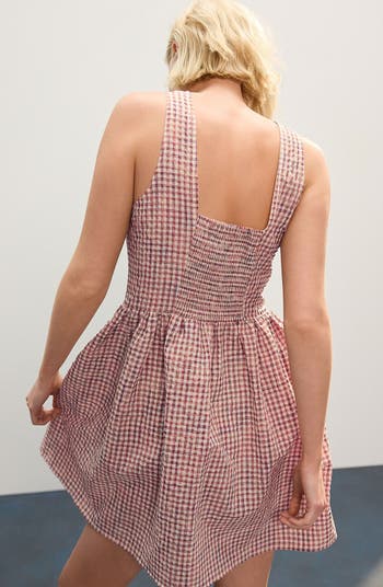 Sleeveless Gingham Cotton Blend Minidress