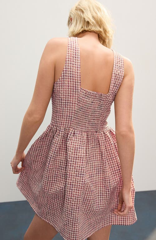Next Sleeveless Gingham Cotton Blend Minidress In Pink