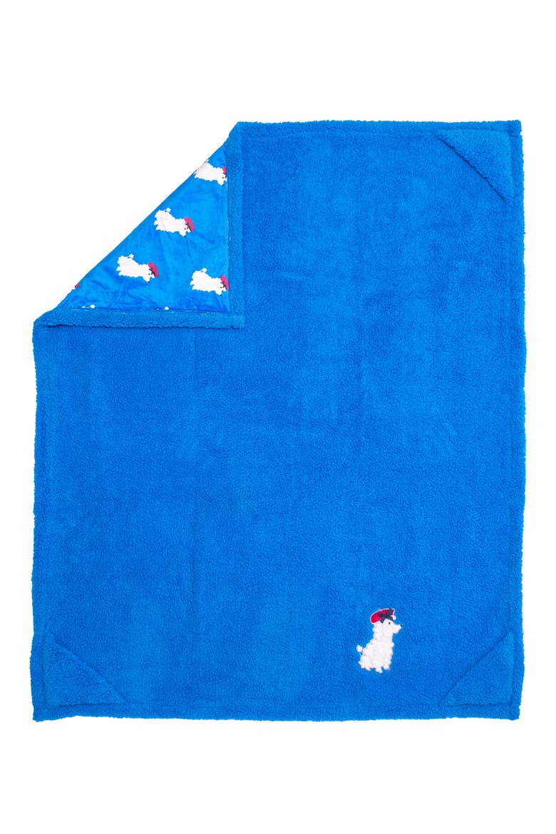 Poodles Reversible Fleece Baby Blanket, Alternate, color, BRILLIANT BLUE