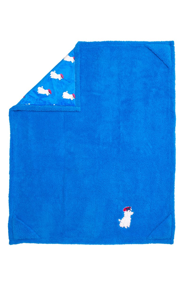 mimish Poodles Reversible Fleece Baby Blanket, Alternate, color, Brilliant Blue