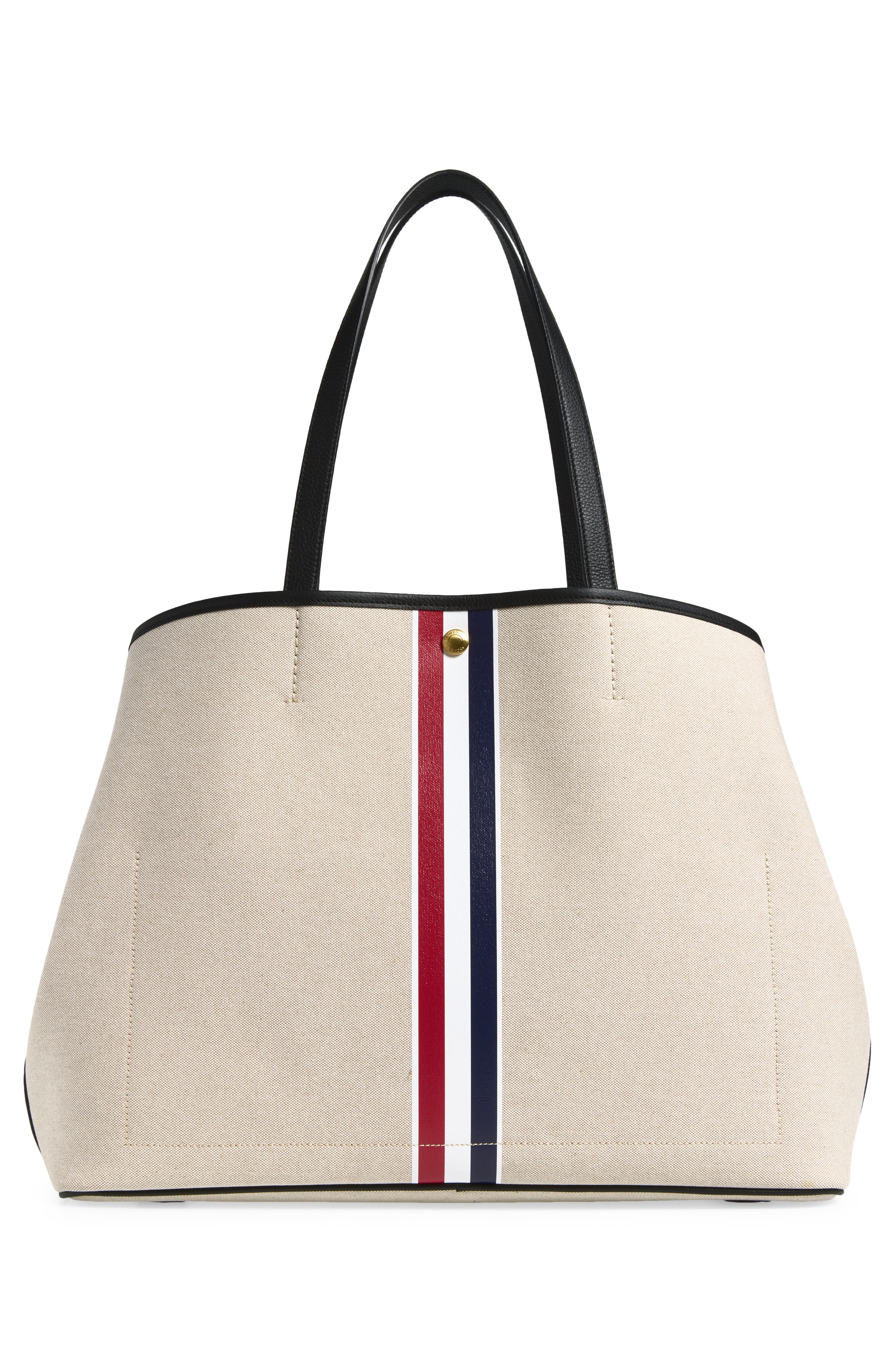 Stripe Cotton Canvas Tote, Alternate, color, NATURAL/ BLACK