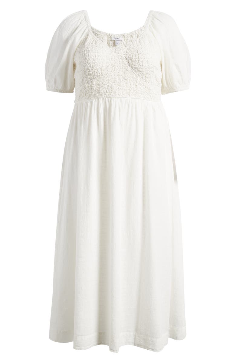 Topshop Curve Smocked Cotton Blend Dress, Main, color,