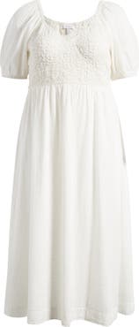 Topshop Curve Smocked Cotton Blend Dress