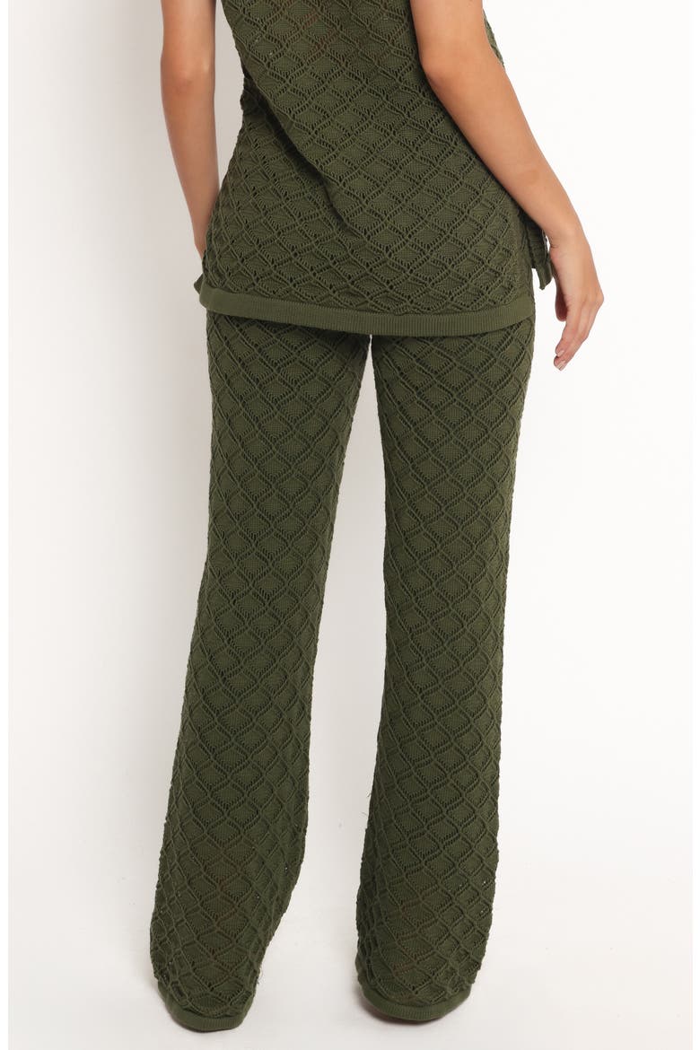 Fefe Textured Open Knit Cotton Drawstring Pants, Alternate, color, OLIVE