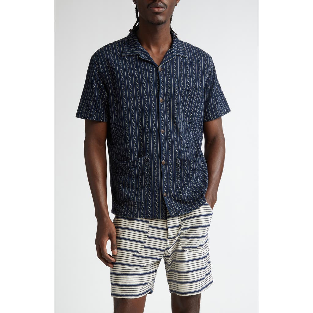 DOUBLE RL DOUBLE RL STRIPE COTTON JERSEY CAMP SHIRT