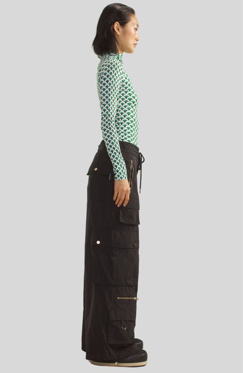 Cynthia Rowley Base Layer Turtleneck In Green/white