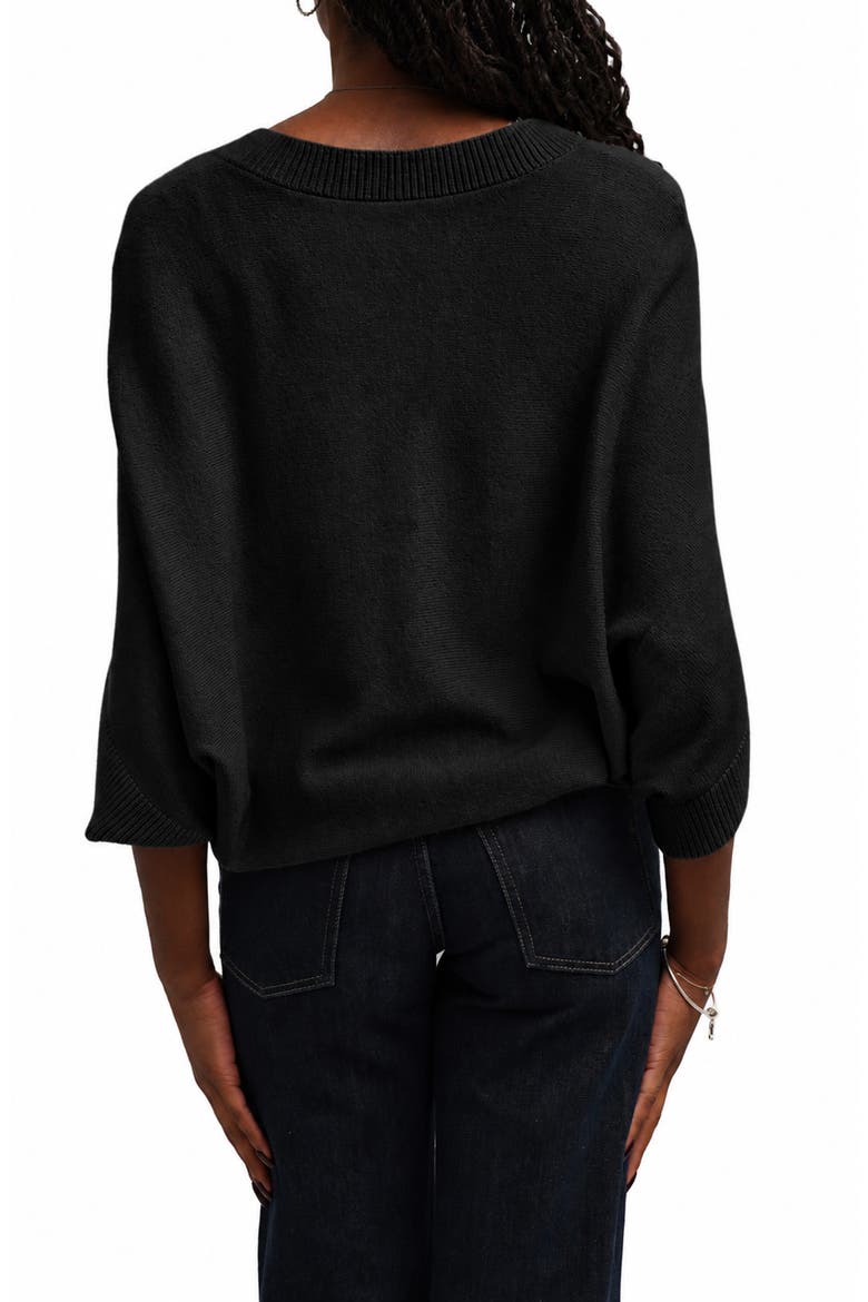 V-Neck Cape Sweater, Alternate, color, BLACK