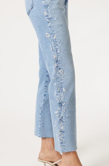 New York Embroidered Ankle Straight Leg Jeans