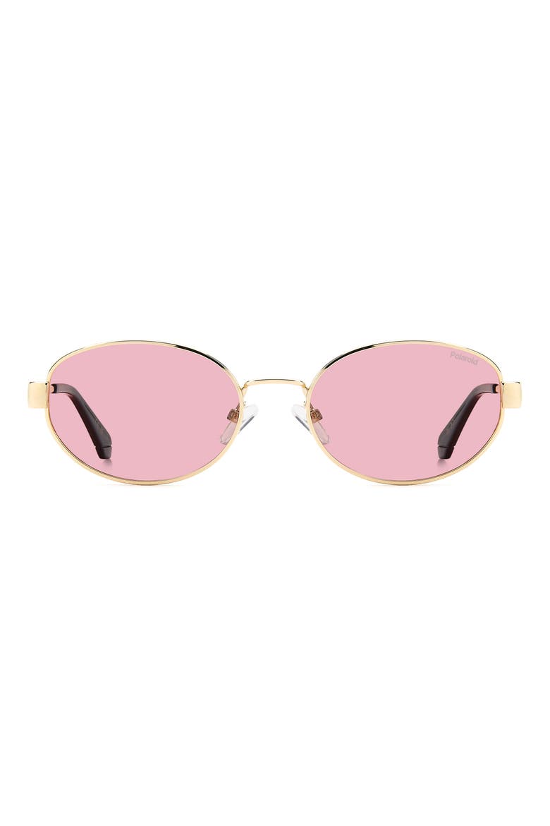 55mm Polarized Oval Sunglasses, Alternate, color, GOLD PINK/ PINK PZ