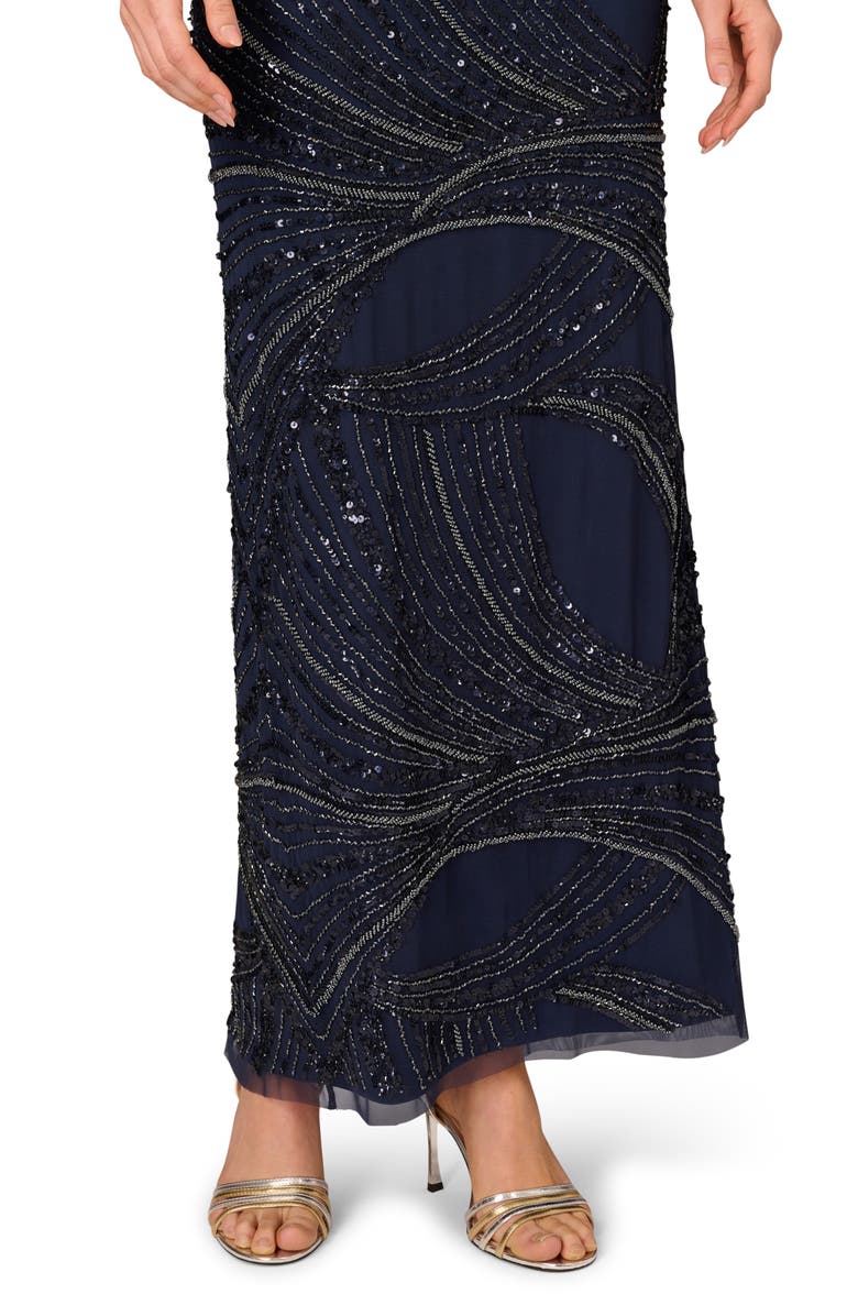 Aidan Mattox Beaded Short Sleeve Gown, Alternate, color,