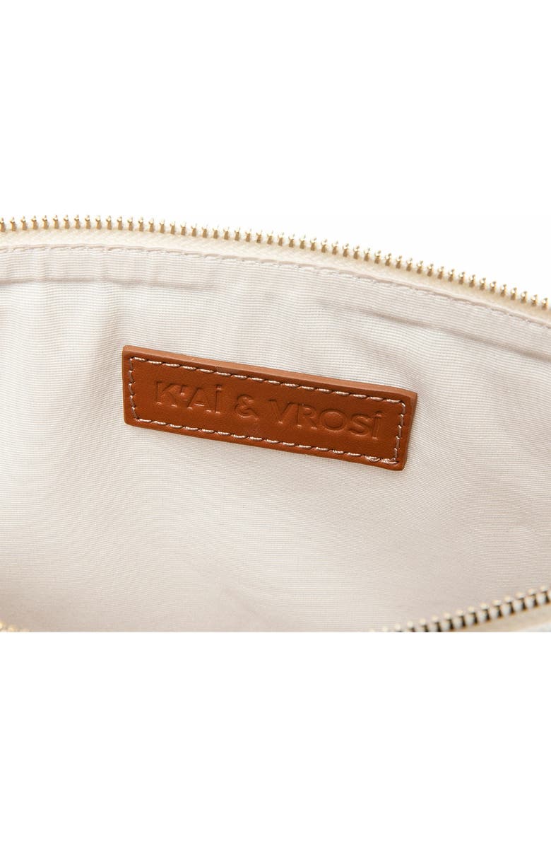 K'ai & Vrosi Apollon Calfskin & Handloomed Fabric Clutch, Alternate, color, Brown