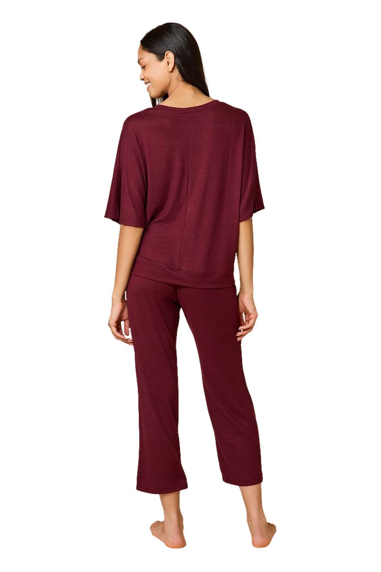 Dream Jersey Relaxed V-Neck with Capri Lounge Set, Alternate, color, Cherry Cola