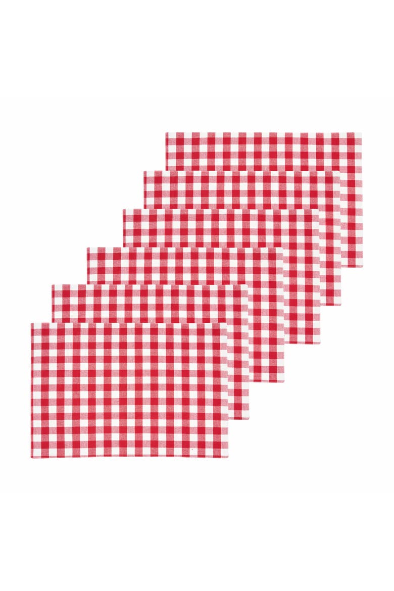 Ashford Red Placemats Set of 6, 13" x 19", Main, color, Red