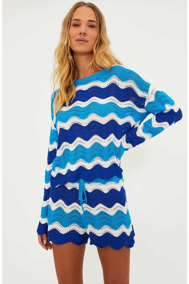 Beach Wavy Stripe Pointelle Cover-Up Sweater, Alternate, color, RIVIERA WAVES