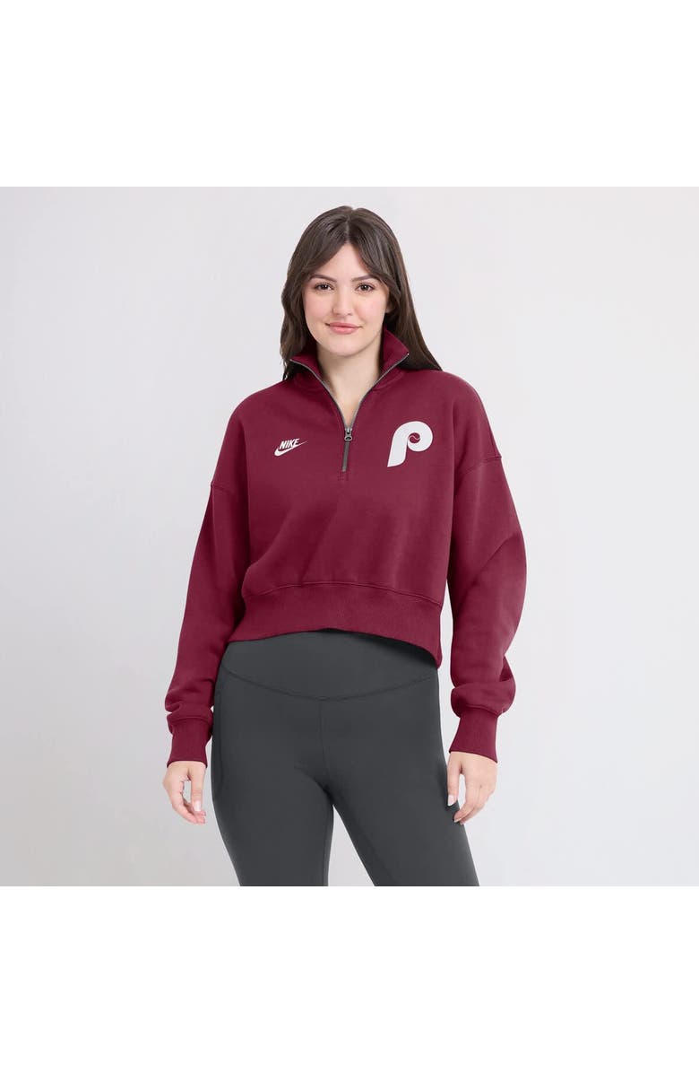 Nike Women's Nike Burgundy Philadelphia Phillies Cooperstown Collection Phoenix Fleece Half-Zip Sweatshirt, Alternate, color, 