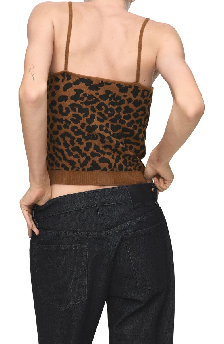 MANGO Leopard Knit Crop Camisole, Alternate, color, Medium Brown