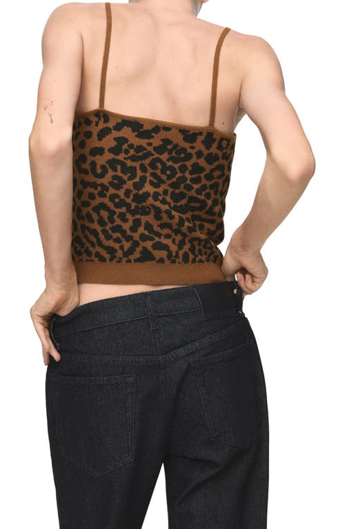 Mango Leopard Knit Crop Camisole In Brown
