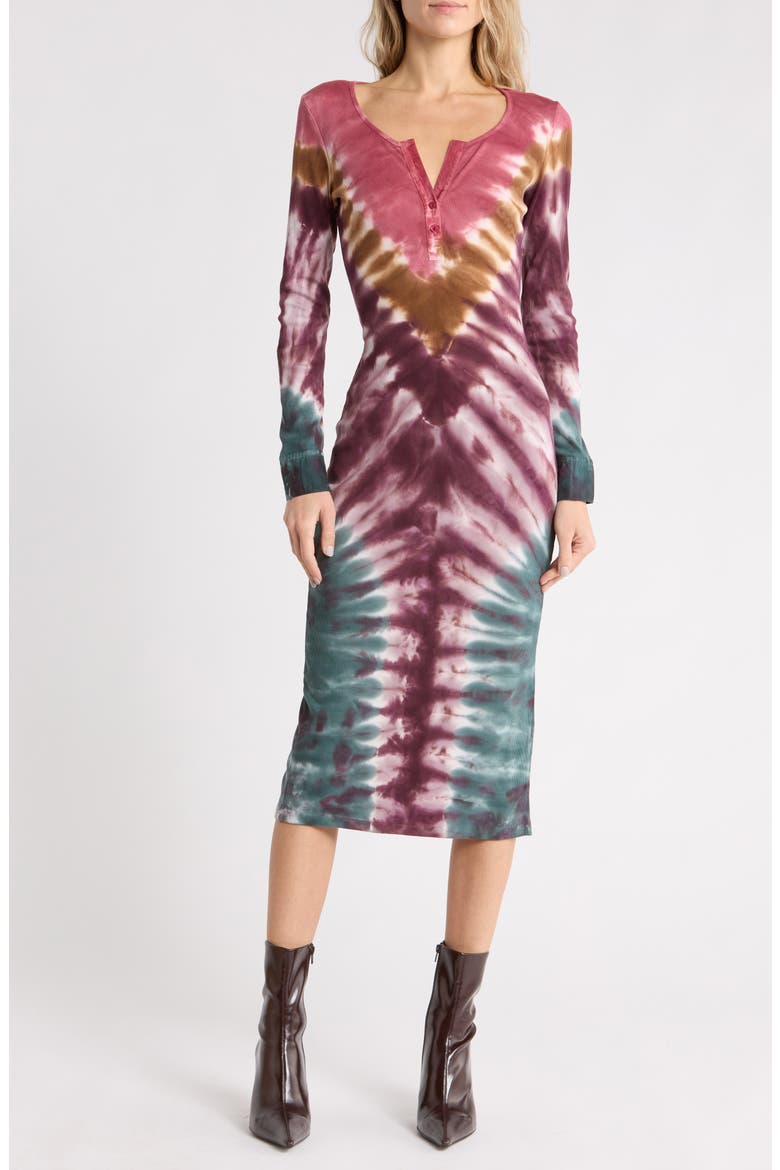 Leo Tie Dye Midi Dress, Main, color, DESERT ROSE VOLCANO WASH