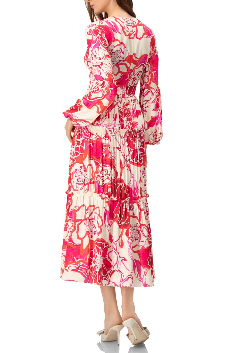 Puff Sleeve Floral Maxi Dress, Alternate, color, Fuchsia
