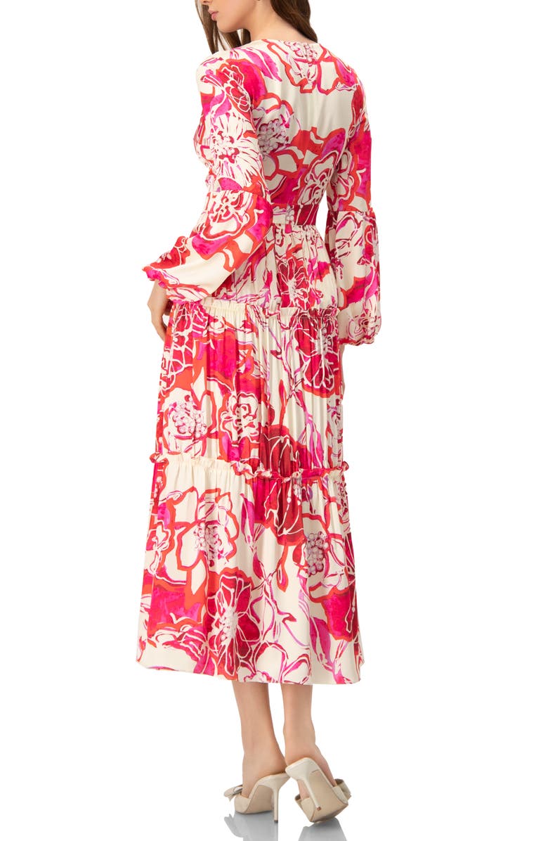 IVONNE Puff Sleeve Floral Maxi Dress, Alternate, color, Fuchsia