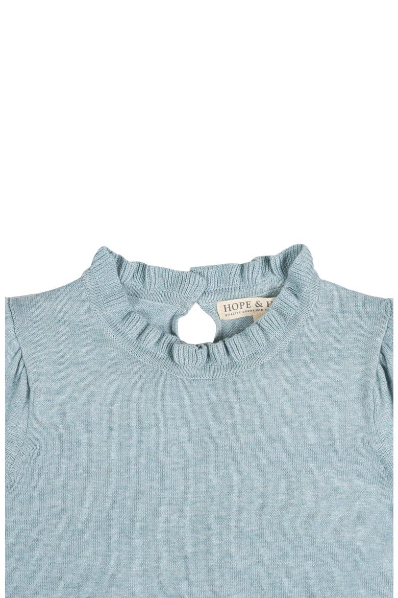 Baby Girls' Organic Puff Sleeve Sweater, Infant, Alternate, color, Dusty Blue Heather