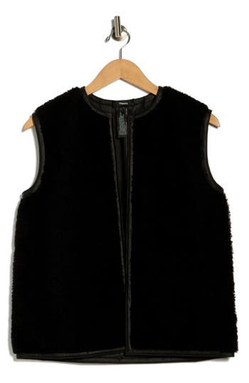 Theory Genuine Shearling Reversible Vest In Black