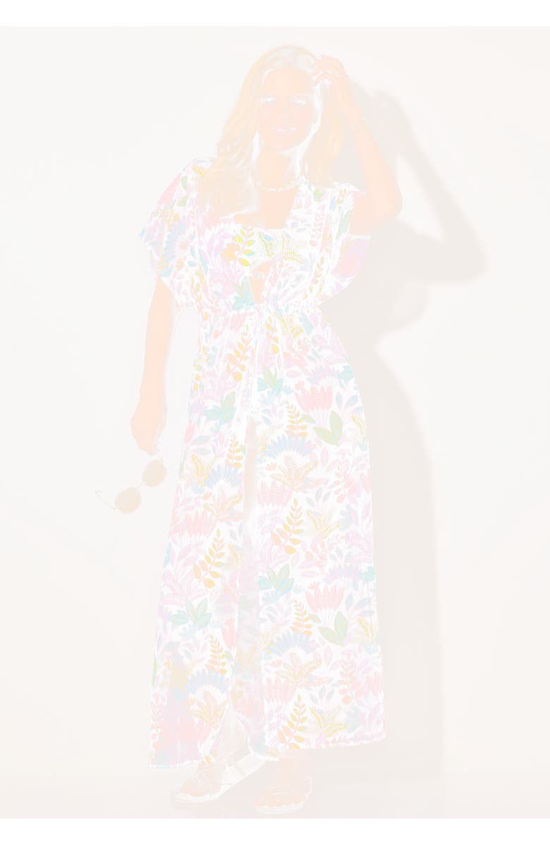 Swimsuits for All Open Front Tie-Waist Maxi Cover Up, Main, color, Black Cherry Boho