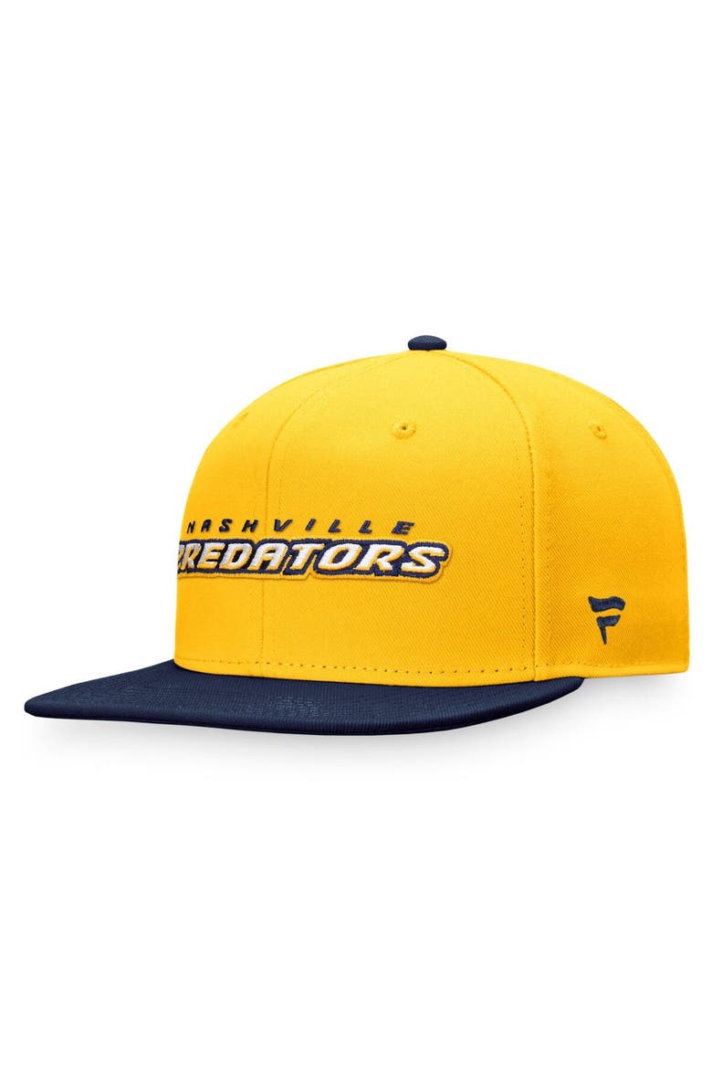 FANATICS Men's Fanatics Branded Gold/Navy Nashville Predators Iconic Color Blocked Snapback Hat, Alternate, color, Gold