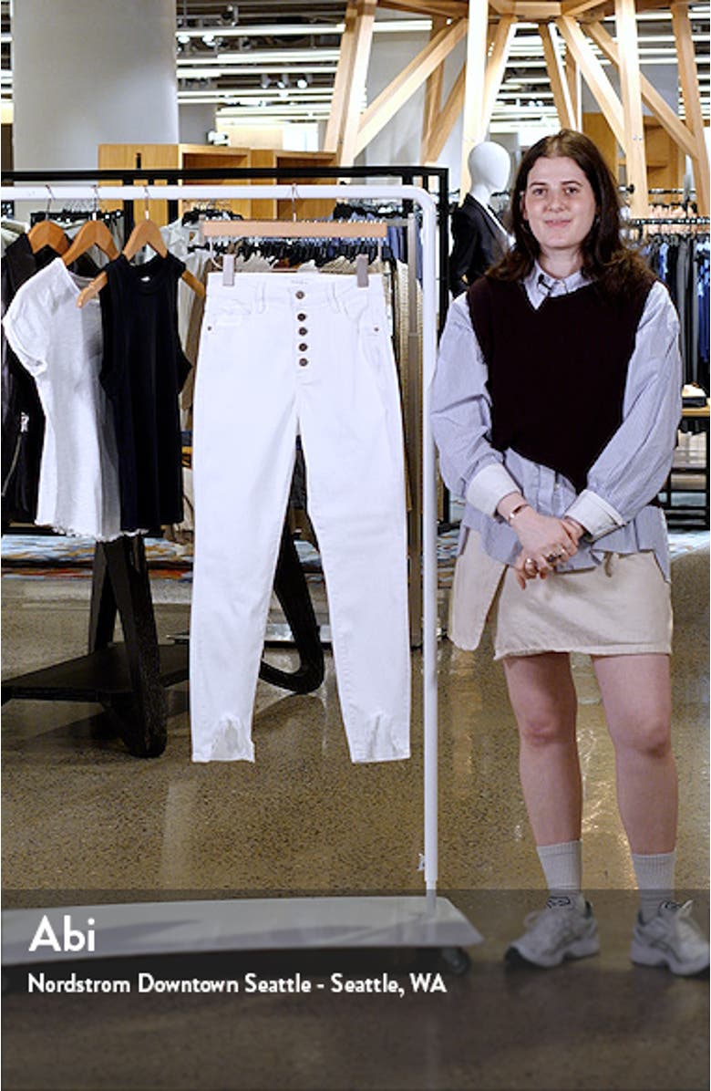 Exposed Button High Waist Fray Hem Skinny Jeans, sales video thumbnail