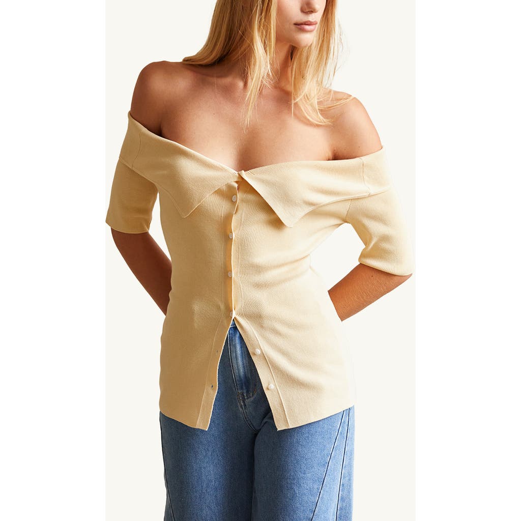CRESCENT CRESCENT OFF SHOULDER SWEATER KNIT TOP