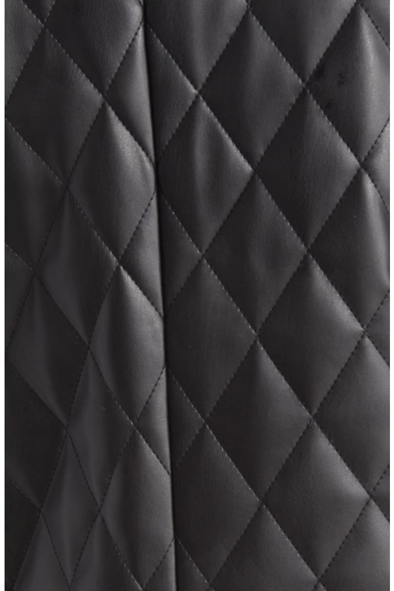Quilted Faux Leather Jacket, Alternate, color, ANNE BLACK