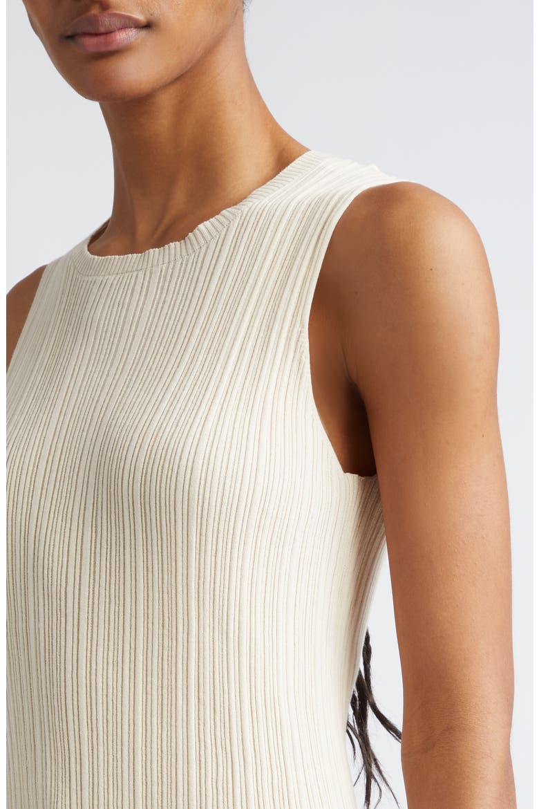 Sleeveless Cotton Rib Midi Sweater Dress, Alternate, color, SAND
