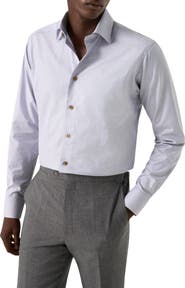 Eton Slim Fit Check Organic Cotton Twill Dress Shirt